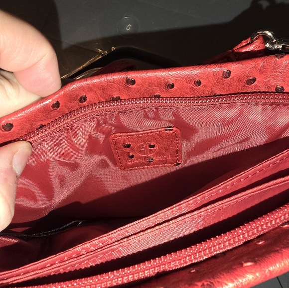 Red Ostrich Crossbody - Picture 2 of 6